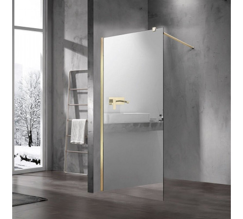 Душевая стенка Vincea Walk-In VSW-1H100MRG, 100 см, стекло зеркальное, профиль золото матовое