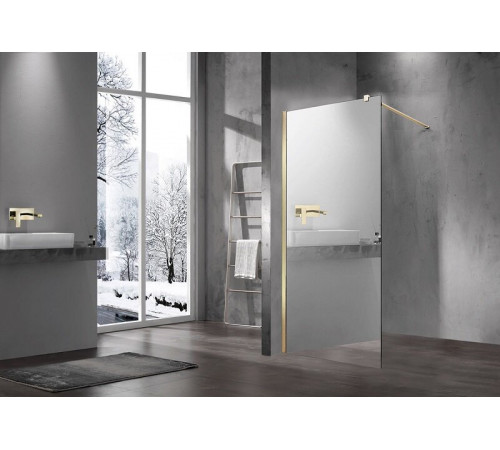 Душевая стенка Vincea Walk-In VSW-1H100MRG, 100 см, стекло зеркальное, профиль золото матовое