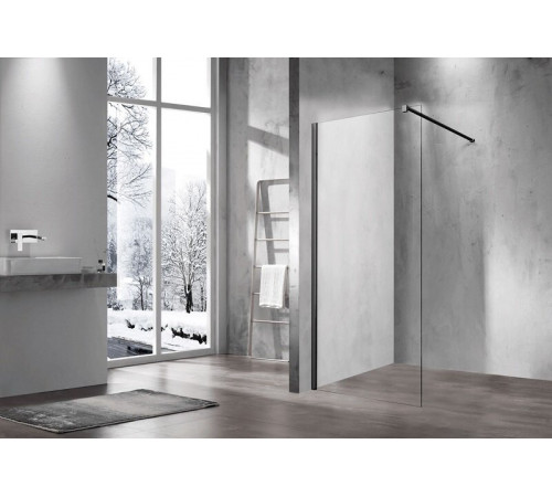 Душевая стенка Vincea Walk-In 110 см, стекло прозрачное, профиль черный, VSW-1H110CLB