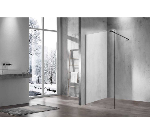 Душевая стенка Vincea Walk-In 70 см со свободным входом, стекло прозрачное, профиль воронёная сталь, gunmetal, VSW-1H700CLGM