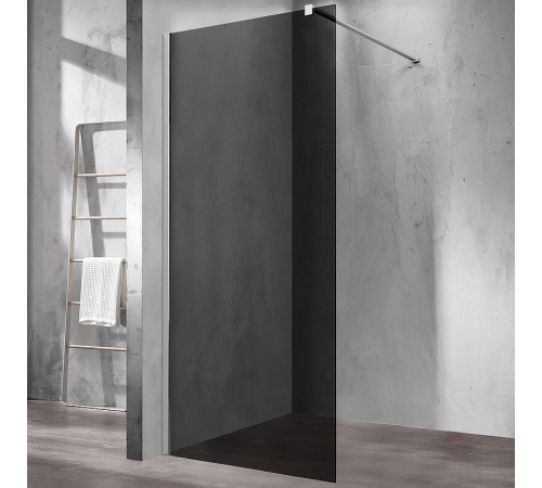 Душевая стенка Vincea Walk-In 80 см со свободным входом, стекло тонированное, профиль воронёная сталь, gunmetal, VSW-1H800CGGM