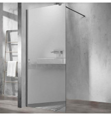 Душевая стенка Vincea Walk-In 80 см со свободным входом, стекло зеркальное, профиль воронёная сталь, gunmetal, VSW-1H800MRGM