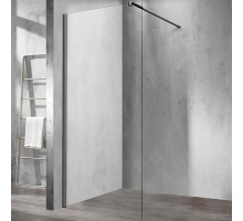Душевая стенка Vincea Walk-In 90 см со свободным входом, стекло прозрачное, профиль воронёная сталь, gunmetal, VSW-1H900CLGM
