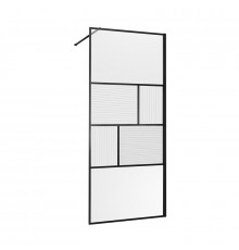 Душевая стенка Vincea Walk-In, 80 см, стекло прозрачное/рифленое, профиль черный матовый, VSW-1HC800CFB