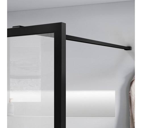 Душевая стенка Vincea Walk-In, 80 см, стекло прозрачное/рифленое, профиль черный матовый, VSW-1HC800CFB