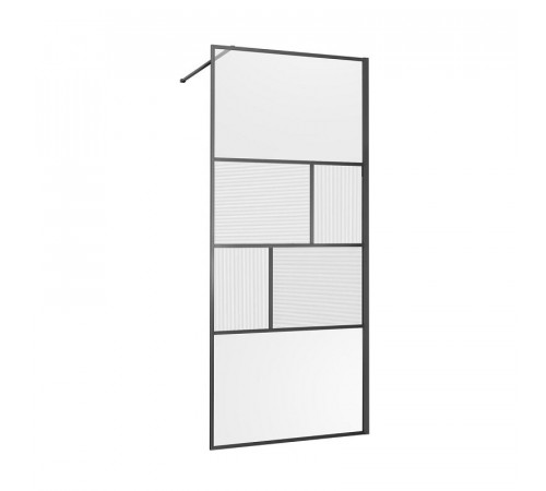 Душевая стенка Vincea Walk-In, 80 см, стекло прозрачное/рифленое, профиль воронёная сталь, gunmetal, VSW-1HC800CFGM