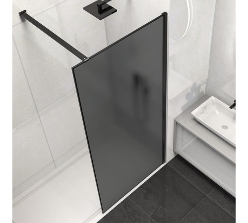 Душевая стенка Vincea Walk In VSW-1HS100GFB, 100 см, стекло матовое тонированное, профиль черный матовый