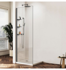 Душевая стенка Vincea Walk-In VSW-1HWS600CLGM, 60 см со свободным входом, стекло прозрачное, профиль вороненая сталь
