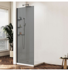 Душевая стенка Vincea Walk-In VSW-1HWS900CGGM, 90 см со свободным входом, стекло тонированное, профиль вороненая сталь