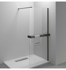 Душевая стенка со свободным входом Vincea Walk In 80 см, стекло прозрачное, профиль черный, VSW-4HR800CLB