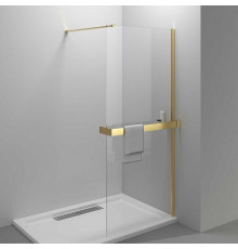 Душевая стенка со свободным входом Vincea Walk In 80 см, стекло прозрачное, профиль золото брашированное, VSW-4HR800CLG
