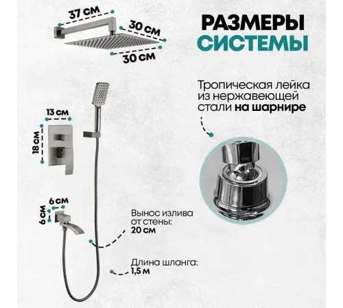 Душевая система скрытого монтажа Grocenberg GB5007 Графит