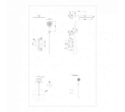 Душевая система скрытого монтажа Grocenberg GB5093 Хром с Термостатом